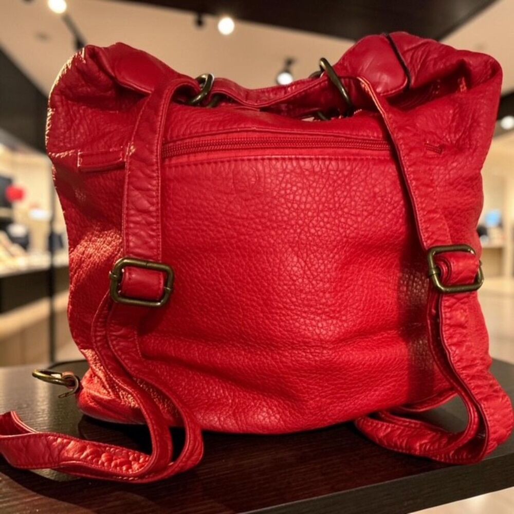 Ampere Creations Red 3-in-1 Convertible Backpack Crossbody Vegan Leather NWT - Picture 2 of 6